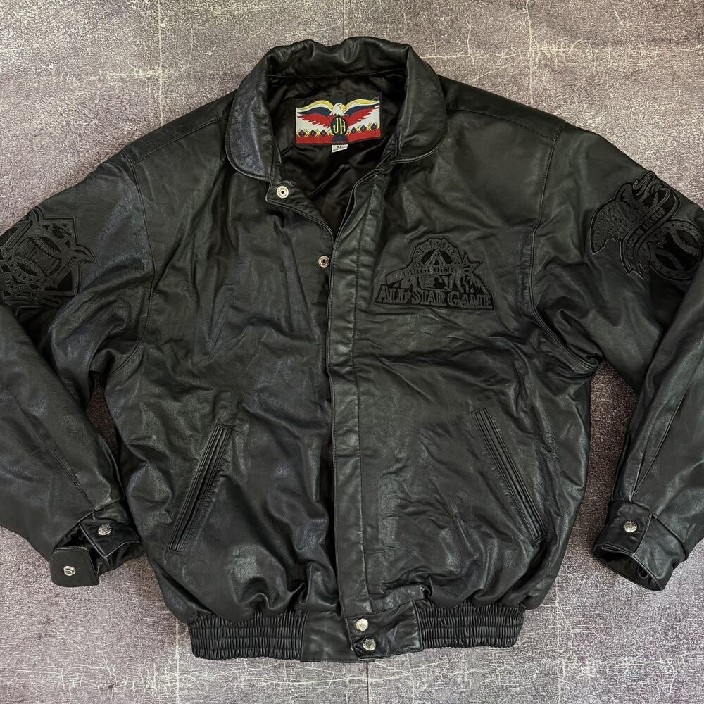 Men's Vintage 90's Jeff Hamilton 1998 MLB All Star Game Black Leather Jacket XL